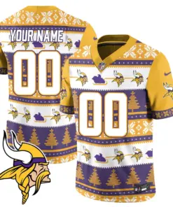 Minnesota Vikings Nike 2024 Christmas Vapor Custom Limited Jersey - Red - Image 4