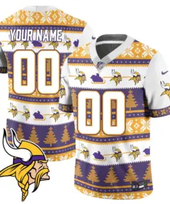 Minnesota Vikings Nike 2024 Christmas Vapor Custom Limited Jersey - Red - Image 3