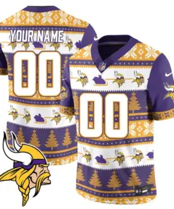Alternative view of Minnesota Vikings Nike 2024 Christmas Vapor Custom Limited Jersey - Red