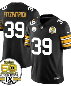 Pittsburgh Steelers Nike Throwback Super Bowl IX Stitched Jersey - Black - Image 4