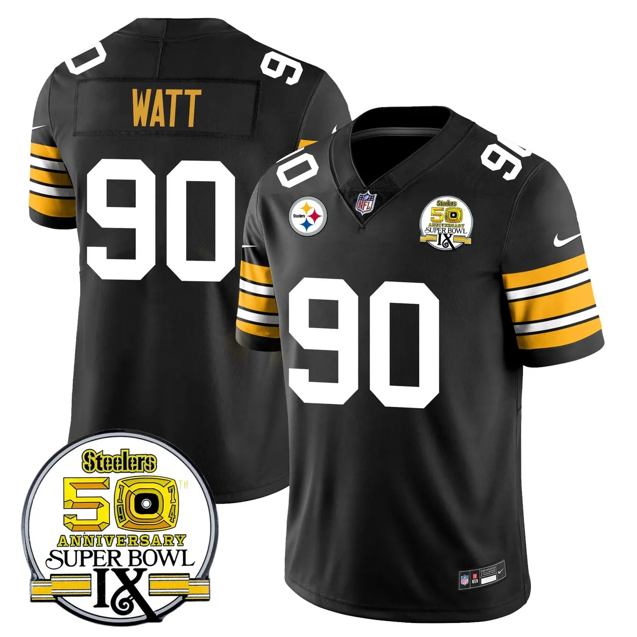 Pittsburgh Steelers Nike Throwback Super Bowl IX Stitched Jersey - Black