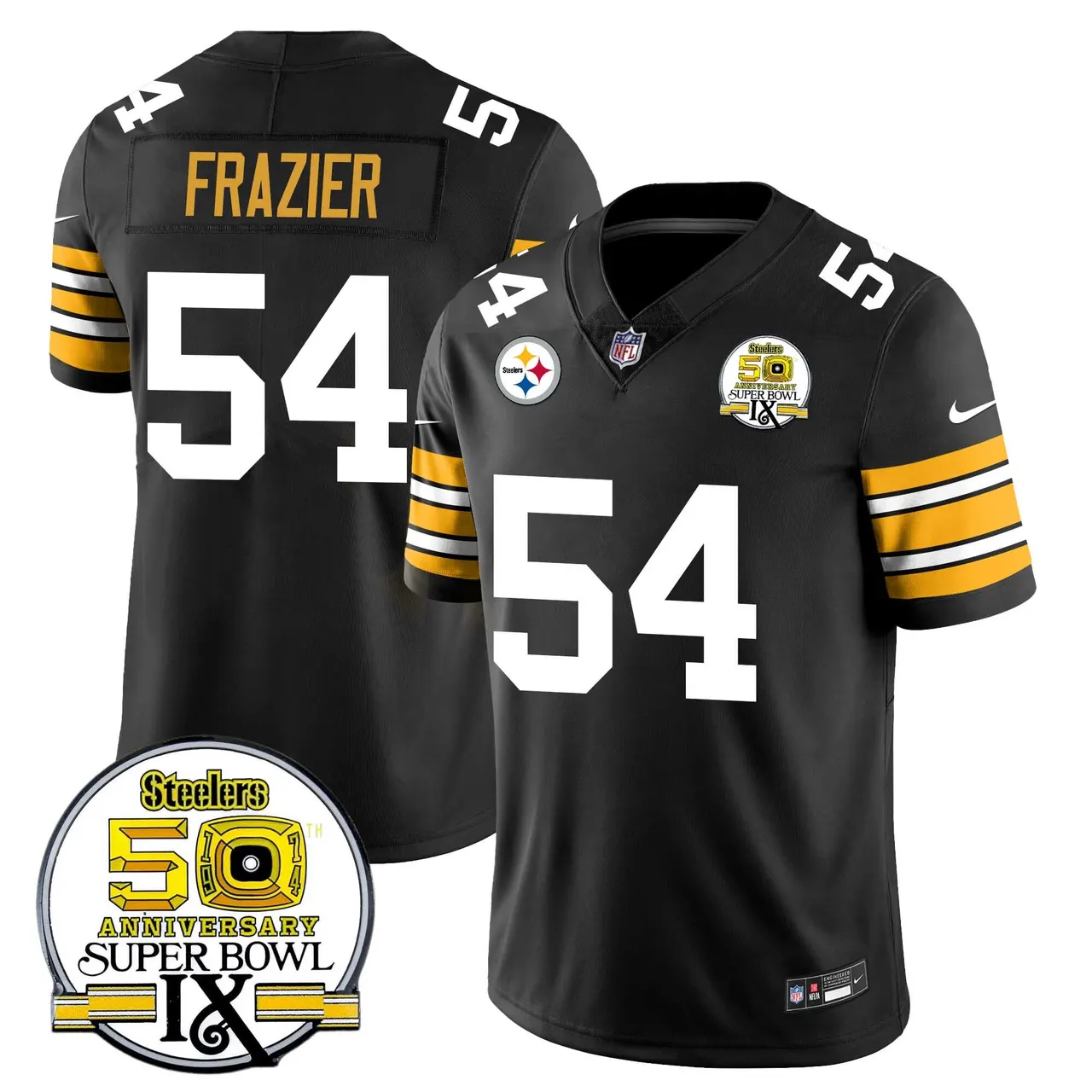 Pittsburgh Steelers Nike Throwback Super Bowl IX Stitched Jersey - Black - Image 5