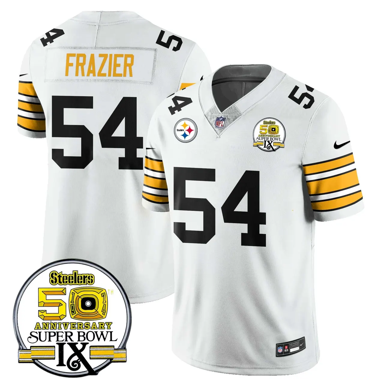 Pittsburgh Steelers Nike Throwback Super Bowl IX Stitched Jersey - Black - Image 12