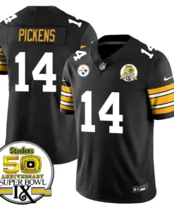 Pittsburgh Steelers Nike Throwback Super Bowl IX Stitched Jersey - Black - Image 7