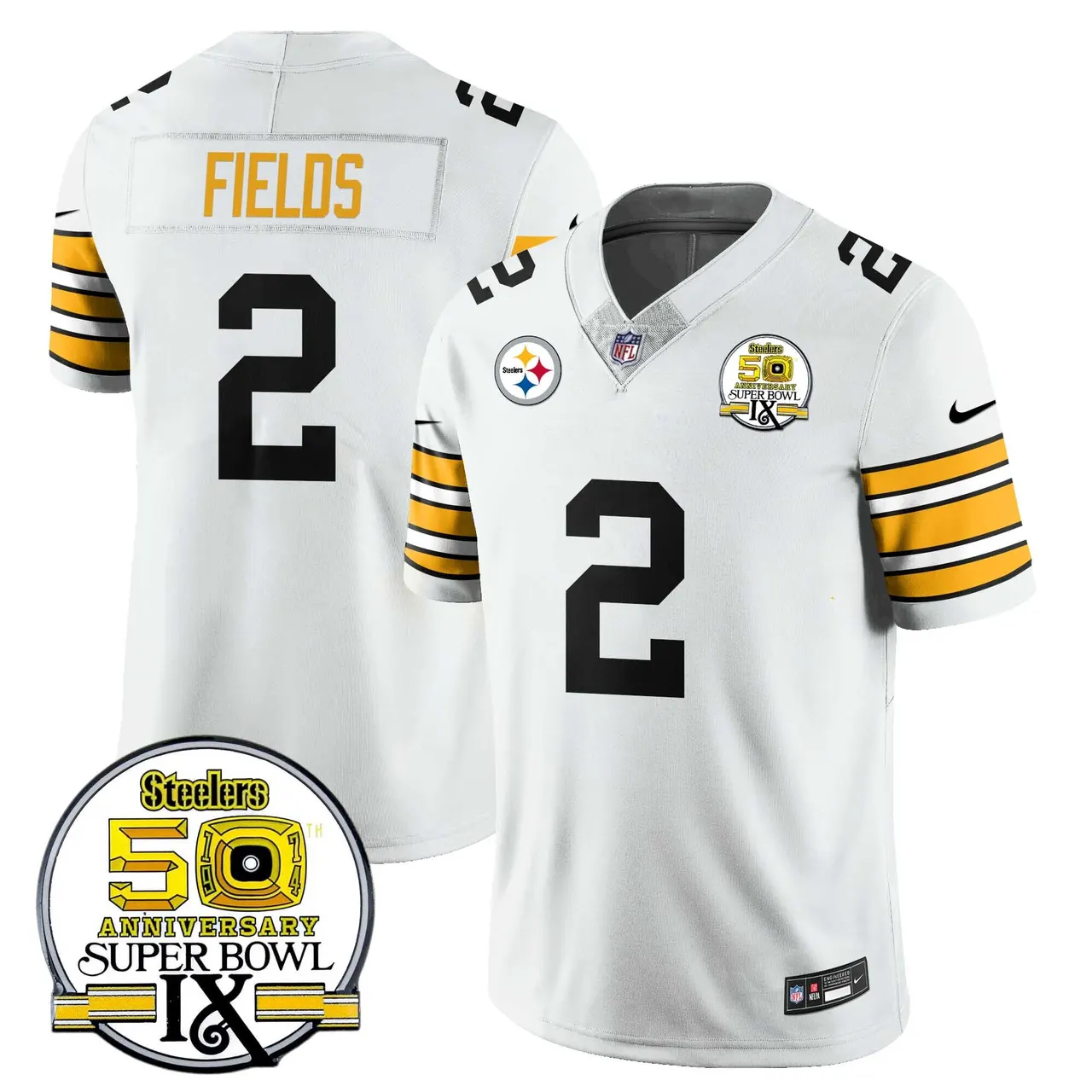 Pittsburgh Steelers Nike Throwback Super Bowl IX Stitched Jersey - Black - Image 10