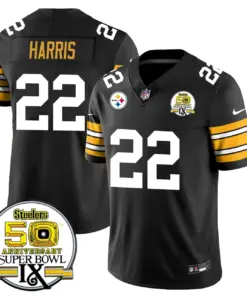 Pittsburgh Steelers Nike Throwback Super Bowl IX Stitched Jersey - Black - Image 6