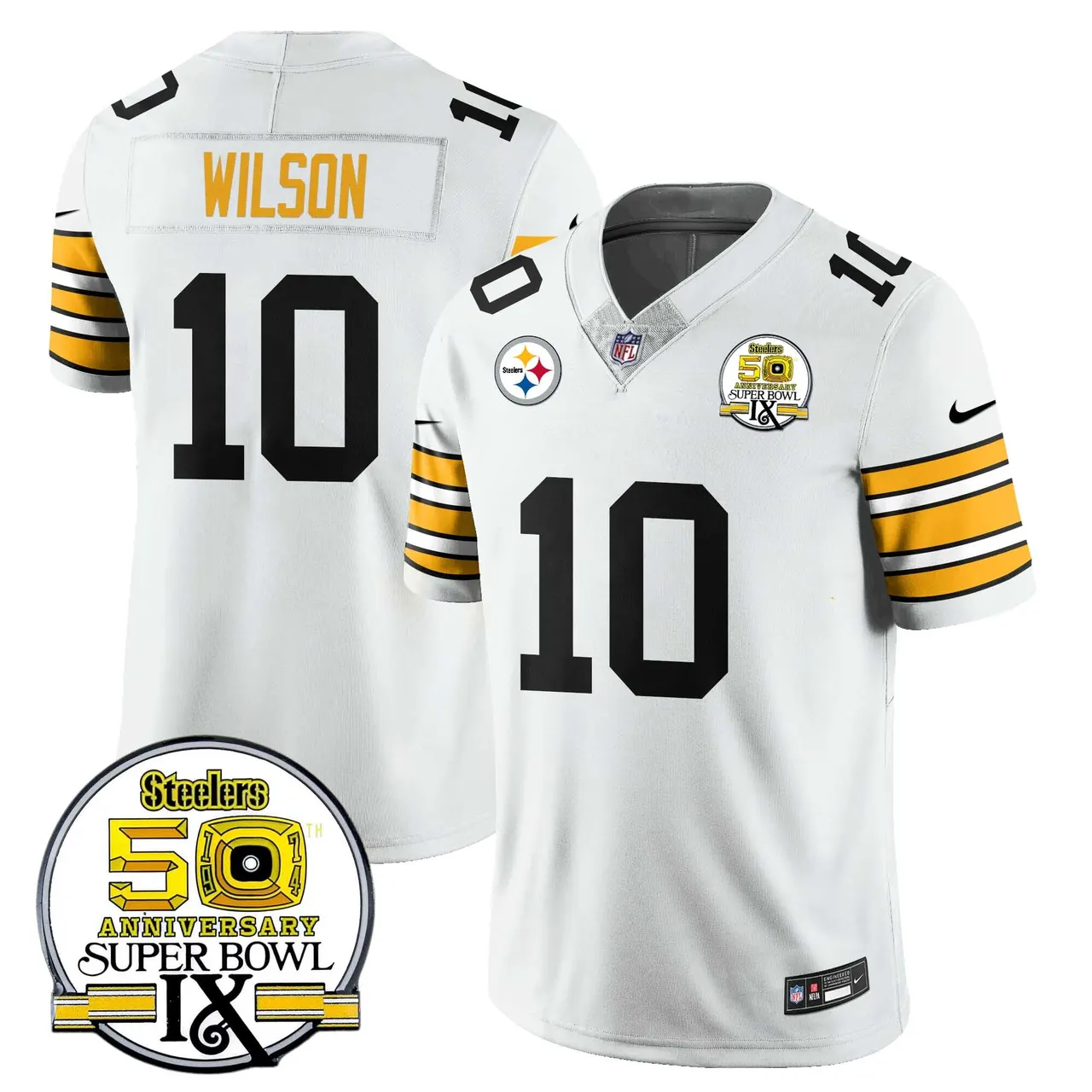 Pittsburgh Steelers Nike Throwback Super Bowl IX Stitched Jersey - Black - Image 9