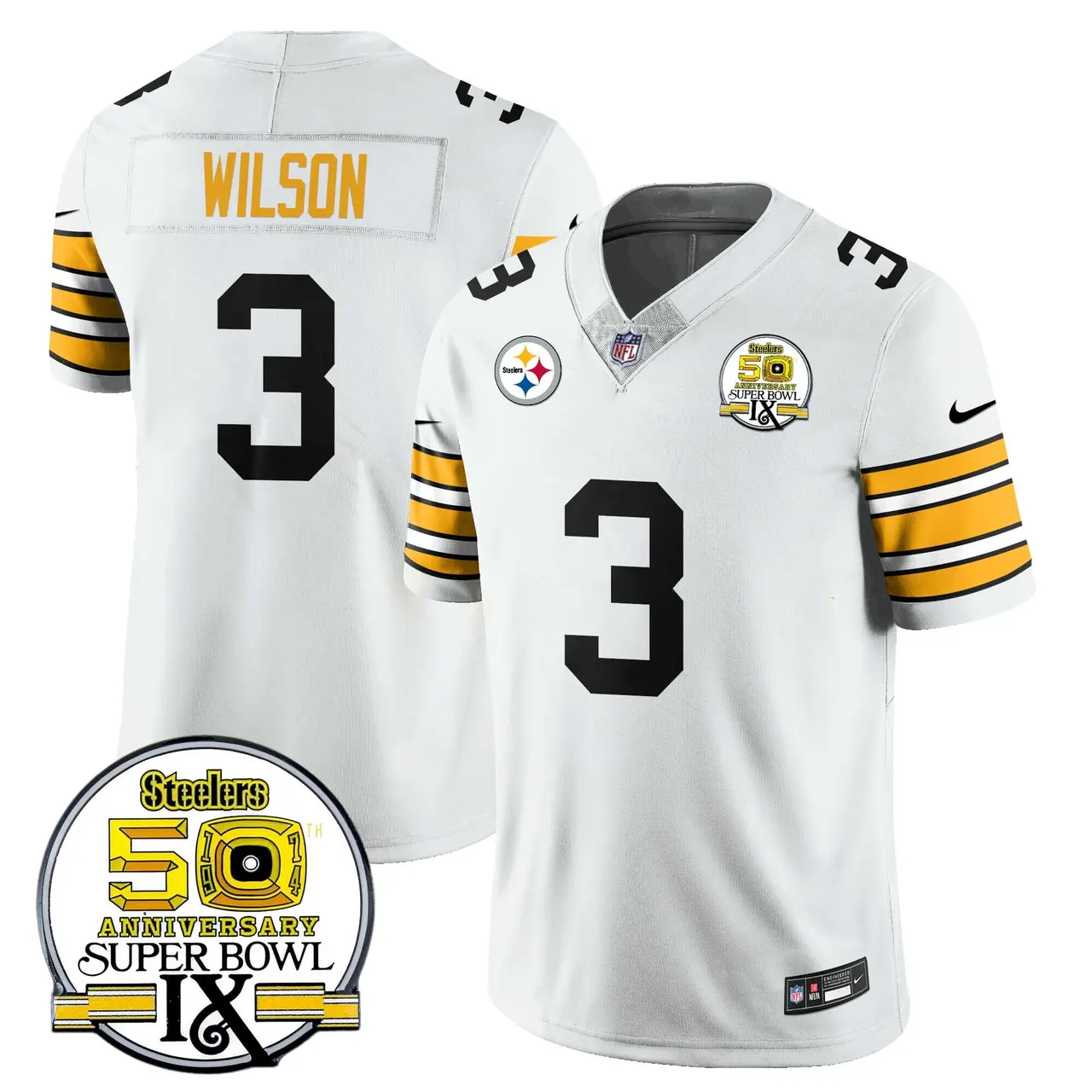 Pittsburgh Steelers Nike Throwback Super Bowl IX Stitched Jersey - Black - Image 16