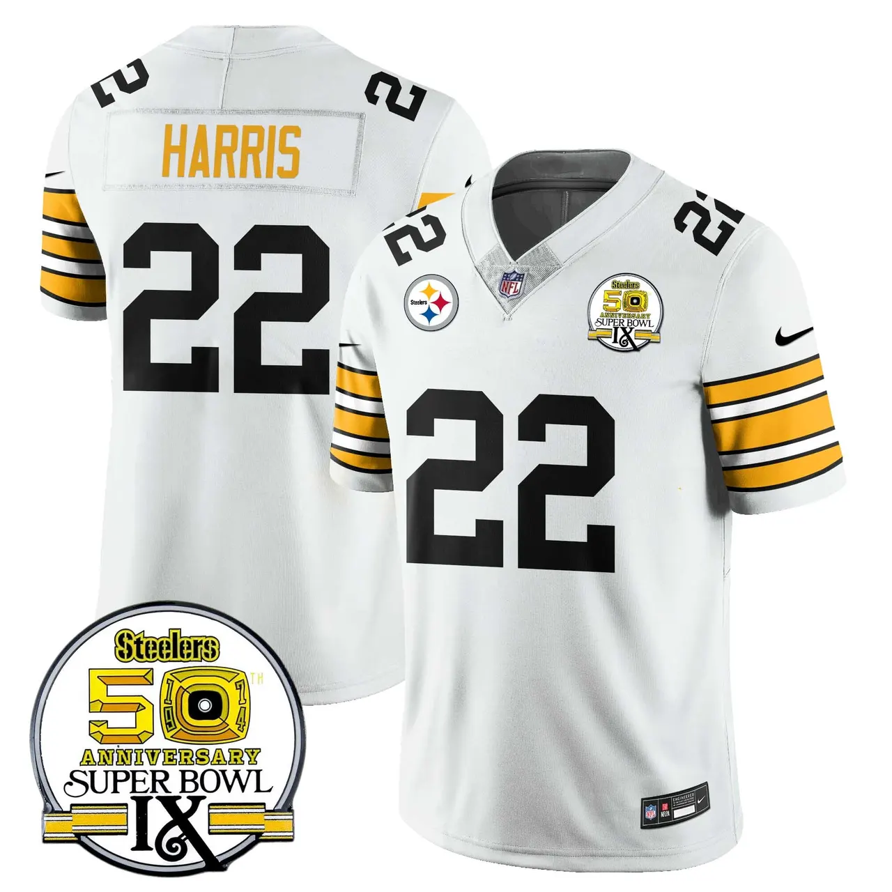 Pittsburgh Steelers Nike Throwback Super Bowl IX Stitched Jersey - Black - Image 13