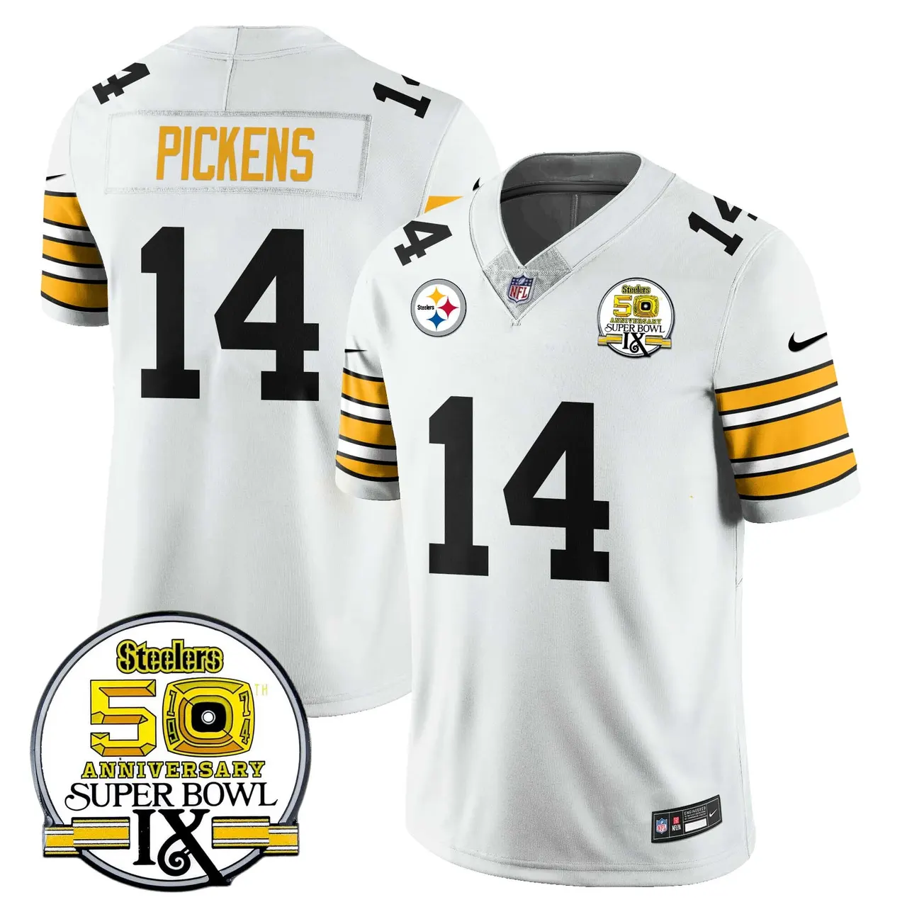 Pittsburgh Steelers Nike Throwback Super Bowl IX Stitched Jersey - Black - Image 14