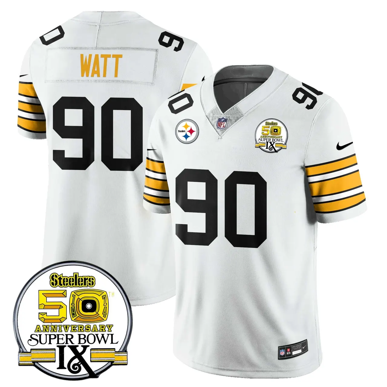 Pittsburgh Steelers Nike Throwback Super Bowl IX Stitched Jersey - Black - Image 15