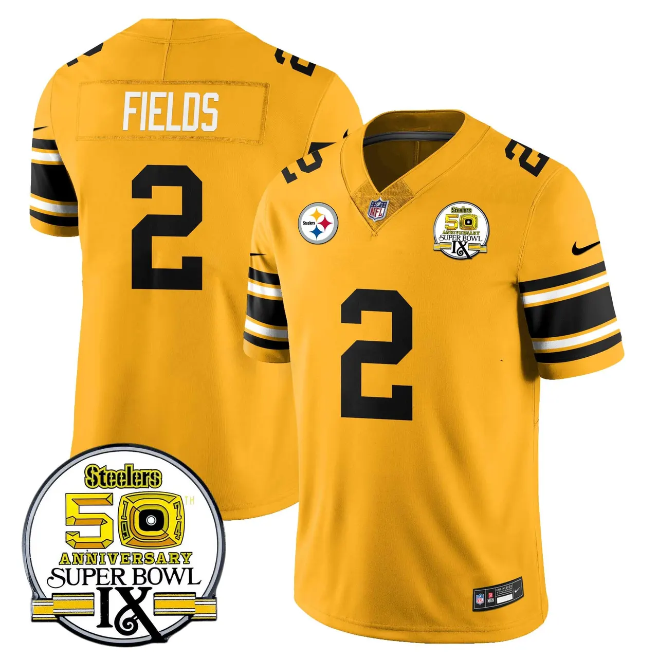 Pittsburgh Steelers Nike Throwback Super Bowl IX Stitched Jersey - Black - Image 18