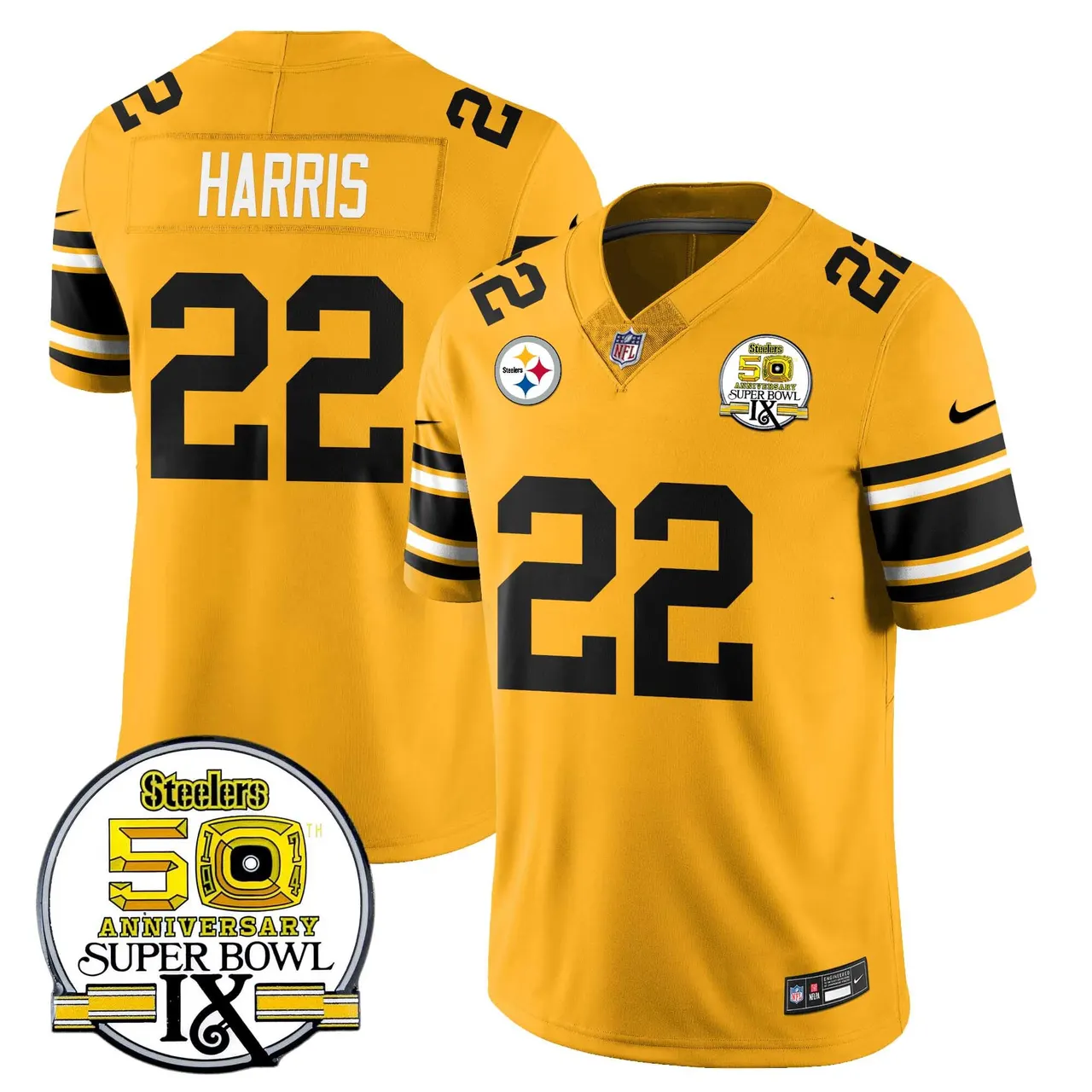Pittsburgh Steelers Nike Throwback Super Bowl IX Stitched Jersey - Black - Image 19