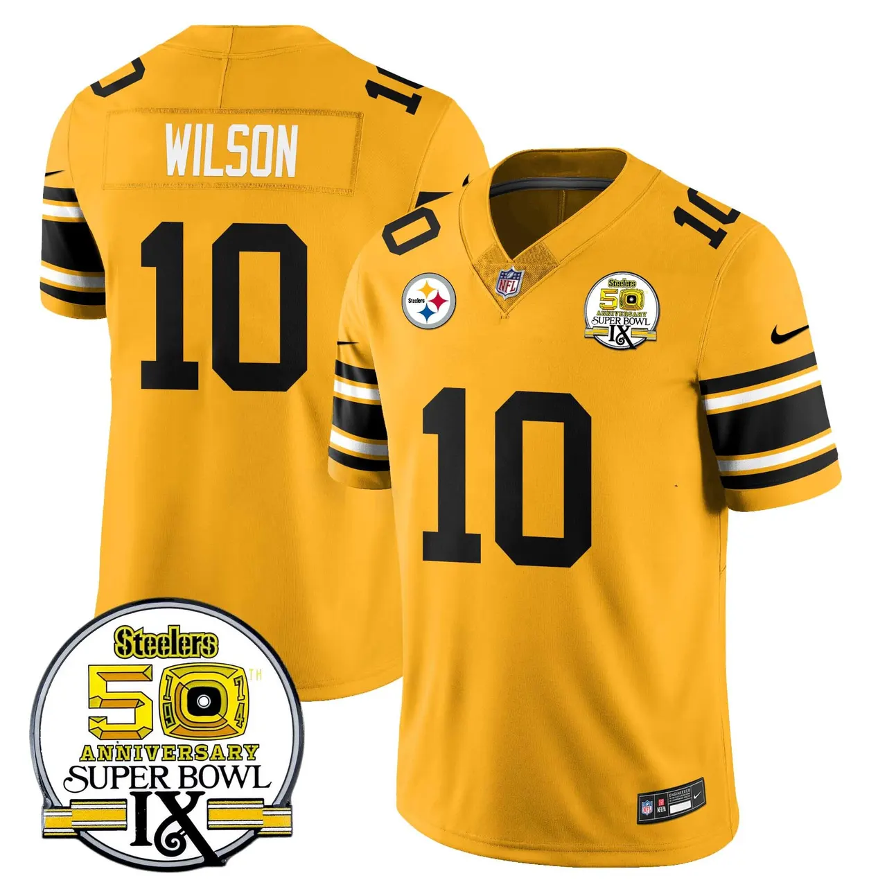 Pittsburgh Steelers Nike Throwback Super Bowl IX Stitched Jersey - Black - Image 17