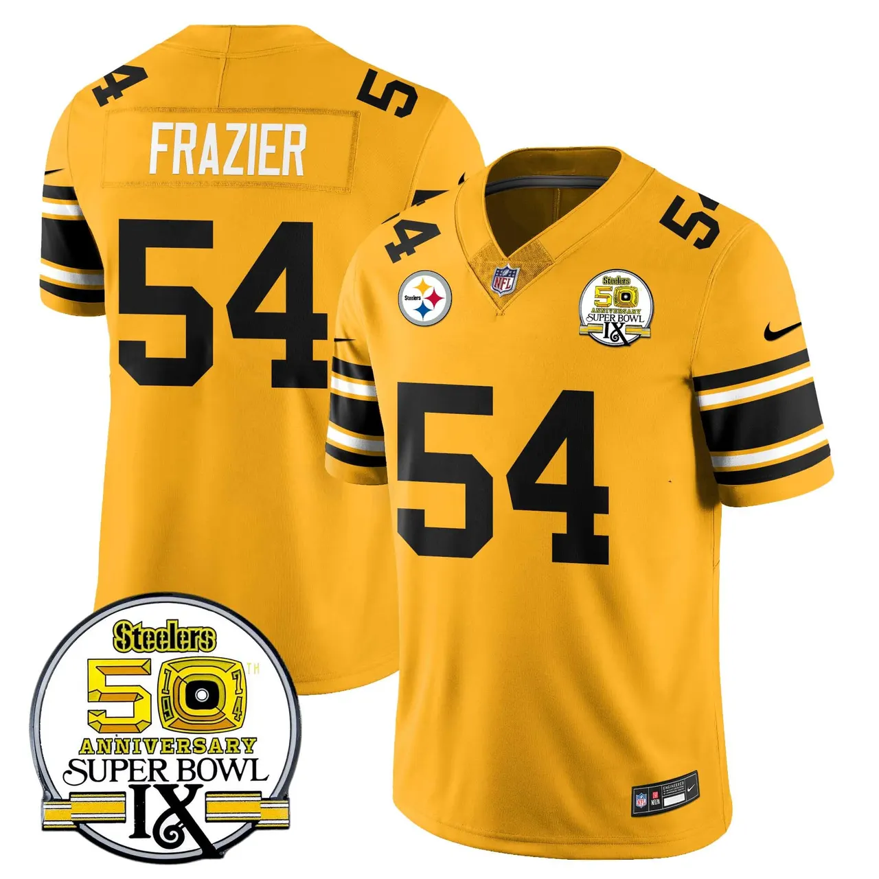Pittsburgh Steelers Nike Throwback Super Bowl IX Stitched Jersey - Black - Image 21