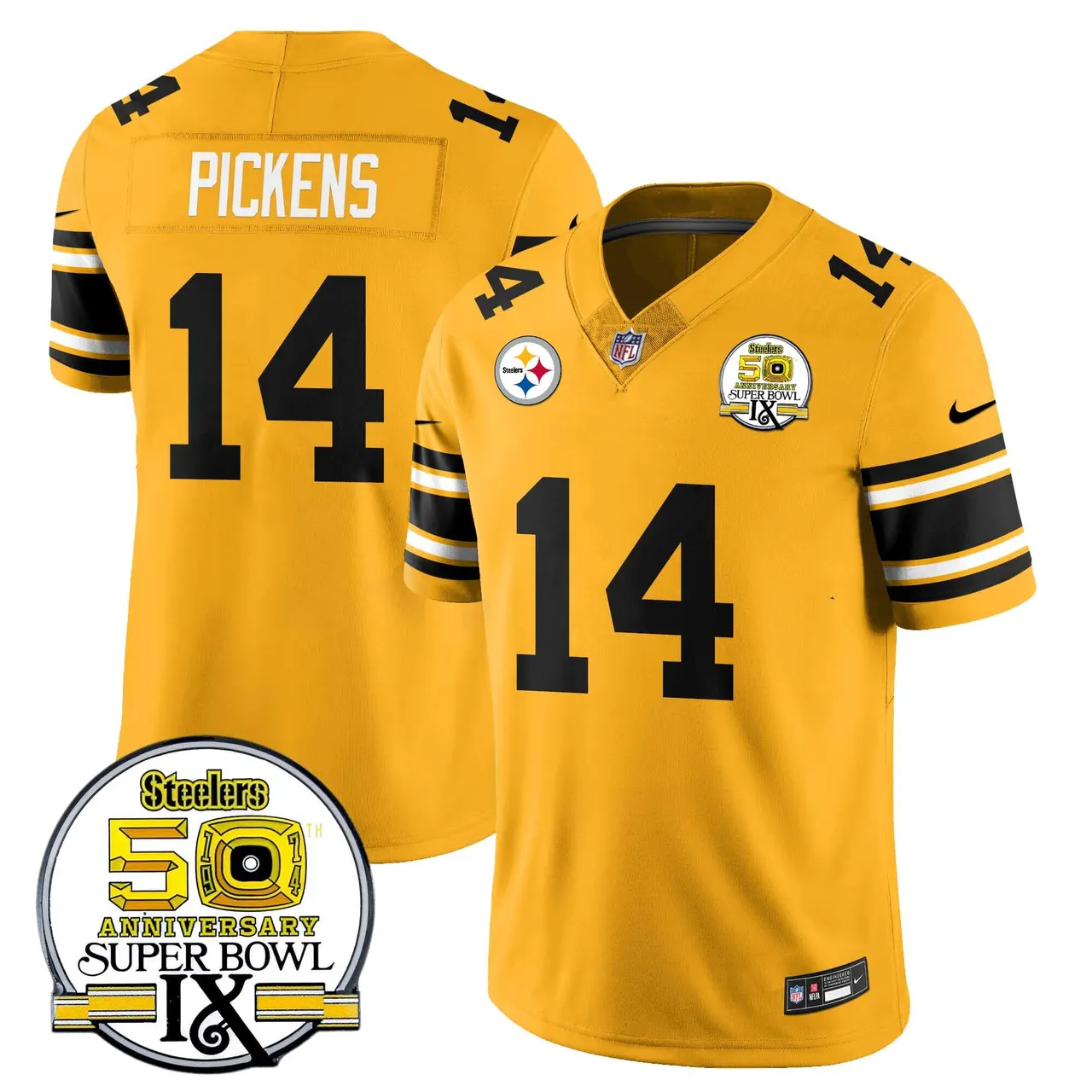 Pittsburgh Steelers Nike Throwback Super Bowl IX Stitched Jersey - Black - Image 22