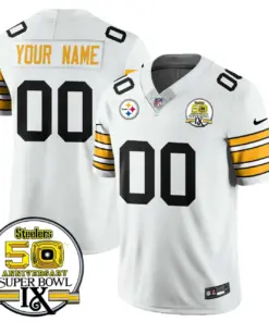 Alternative view of Pittsburgh Steelers Nike Throwback Super Bowl IX Custom Stitched Jersey - Black