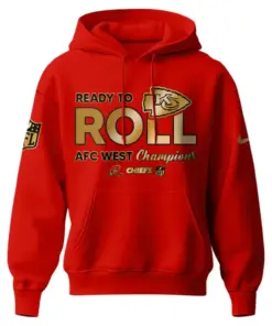 Alternative view of Kansas City Chiefs Nike 2024 AFC West Champions Pullover Hoodie #9 - Red