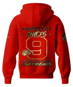 Kansas City Chiefs Nike 2024 AFC West Champions Pullover Hoodie #9 - Red - Image 3