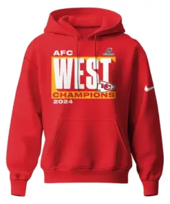 Alternative view of Kansas City Chiefs Nike 2024 AFC West Champions Pullover Hoodie - Red
