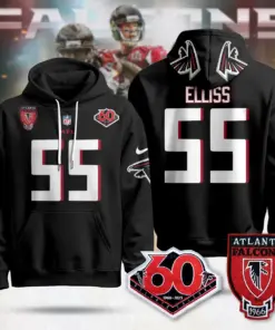 Alternative view of Atlanta Falcons Nike 60th Season Pullover Custom Stitched Pullover Hoodie - Black