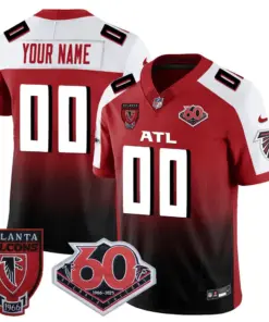 Atlanta Falcons Nike 60th Season Vapor Custom Limited Stitched Jersey - Red - Image 5