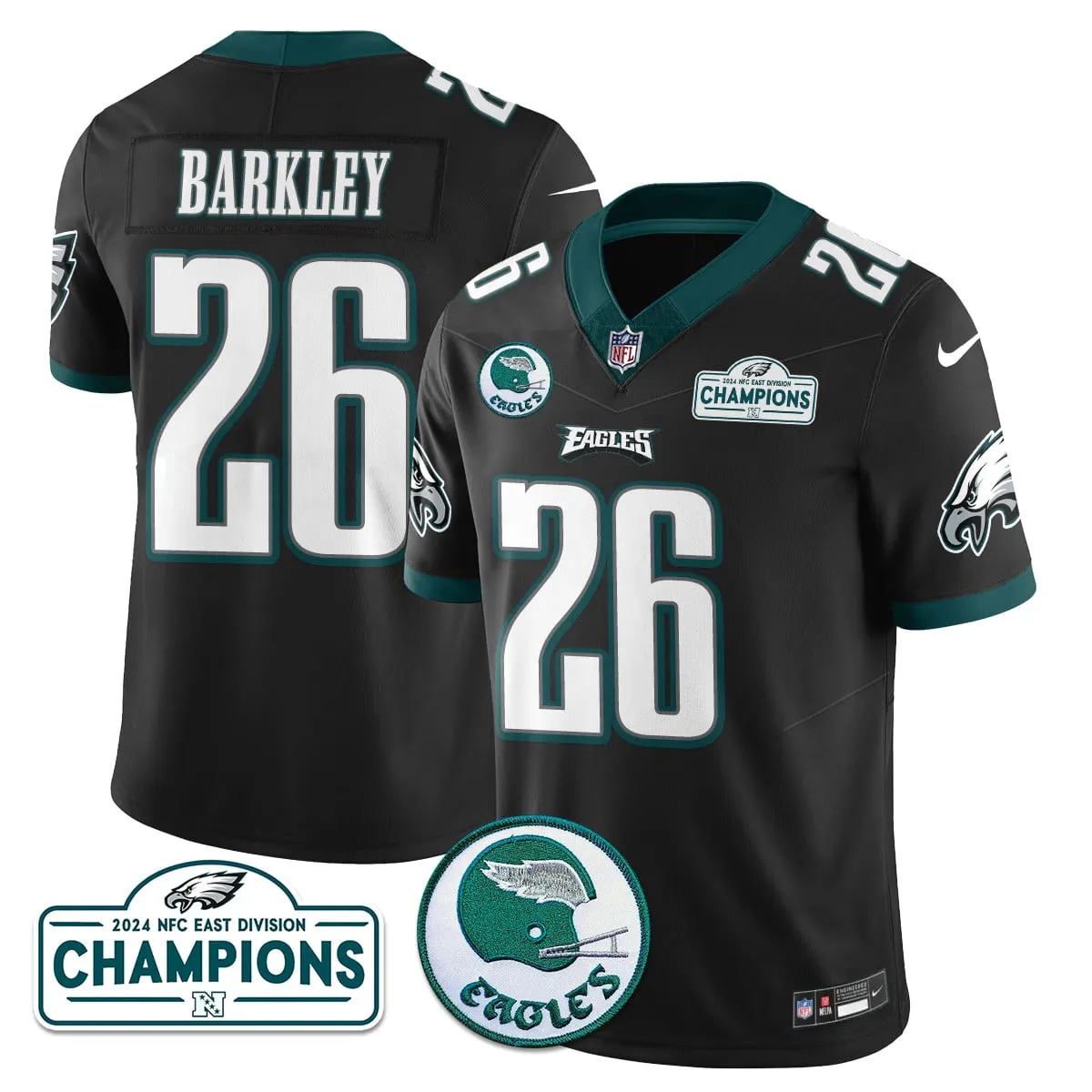 Saquon Barkley Philadelphia Eagles Nike 2024 NFC East Division Champions Stitched Jersey - Black