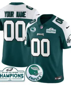 Philadelphia Eagles Nike 2024 NFC East Division Champions Custom Stitched Jersey - Midnight Green - Image 3