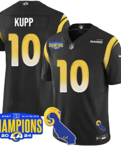 Puka Nacua Los Angeles Rams Nike 2024 NFC West Division Champions Stitched Jersey - Black - Image 8