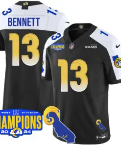 Alternative view of Puka Nacua Los Angeles Rams Nike 2024 NFC West Division Champions Stitched Jersey - Black