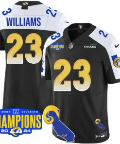 Puka Nacua Los Angeles Rams Nike 2024 NFC West Division Champions Stitched Jersey - Black - Image 12
