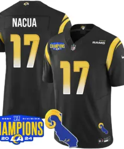 Puka Nacua Los Angeles Rams Nike 2024 NFC West Division Champions Stitched Jersey - Black - Image 9
