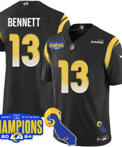 Puka Nacua Los Angeles Rams Nike 2024 NFC West Division Champions Stitched Jersey - Black - Image 6