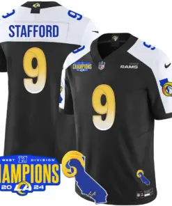 Puka Nacua Los Angeles Rams Nike 2024 NFC West Division Champions Stitched Jersey - Black - Image 5