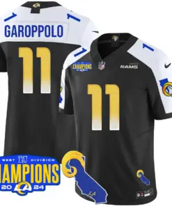 Puka Nacua Los Angeles Rams Nike 2024 NFC West Division Champions Stitched Jersey - Black - Image 11
