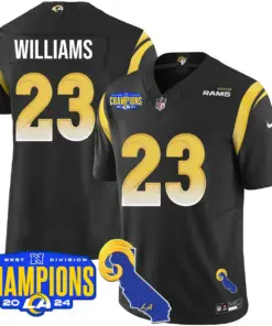 Puka Nacua Los Angeles Rams Nike 2024 NFC West Division Champions Stitched Jersey - Black - Image 10