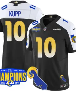 Puka Nacua Los Angeles Rams Nike 2024 NFC West Division Champions Stitched Jersey - Black - Image 4