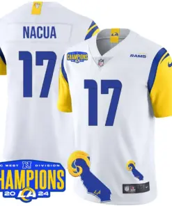 Puka Nacua Los Angeles Rams Nike 2024 NFC West Division Champions Stitched Jersey - Black - Image 23