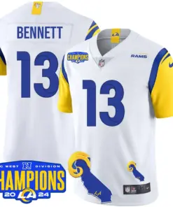 Puka Nacua Los Angeles Rams Nike 2024 NFC West Division Champions Stitched Jersey - Black - Image 24