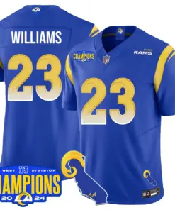 Puka Nacua Los Angeles Rams Nike 2024 NFC West Division Champions Stitched Jersey - Black - Image 34