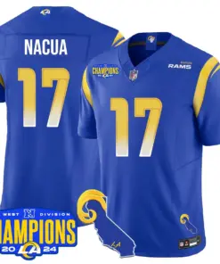 Puka Nacua Los Angeles Rams Nike 2024 NFC West Division Champions Stitched Jersey - Black - Image 35
