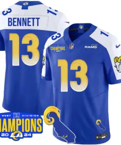 Puka Nacua Los Angeles Rams Nike 2024 NFC West Division Champions Stitched Jersey - Black - Image 36