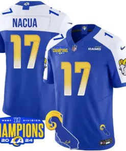 Puka Nacua Los Angeles Rams Nike 2024 NFC West Division Champions Stitched Jersey - Black - Image 40