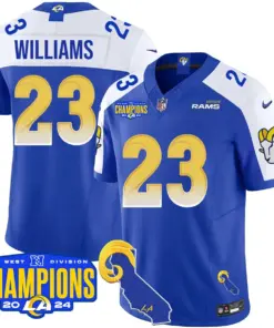 Puka Nacua Los Angeles Rams Nike 2024 NFC West Division Champions Stitched Jersey - Black - Image 42