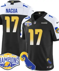 Puka Nacua Los Angeles Rams Nike 2024 NFC West Division Champions Stitched Jersey - White - Image 4