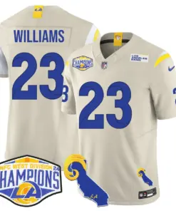 Puka Nacua Los Angeles Rams Nike 2024 NFC West Division Champions Stitched Jersey - White - Image 18
