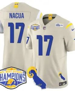 Puka Nacua Los Angeles Rams Nike 2024 NFC West Division Champions Stitched Jersey - White - Image 21