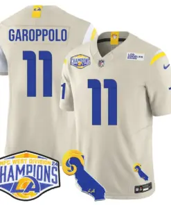 Puka Nacua Los Angeles Rams Nike 2024 NFC West Division Champions Stitched Jersey - White - Image 23