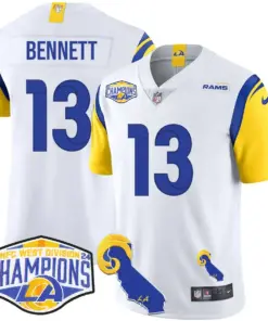 Puka Nacua Los Angeles Rams Nike 2024 NFC West Division Champions Stitched Jersey - White - Image 27