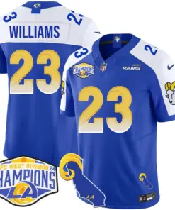 Puka Nacua Los Angeles Rams Nike 2024 NFC West Division Champions Stitched Jersey - White - Image 43